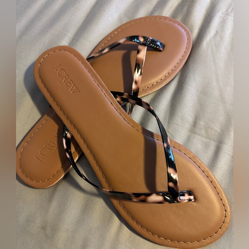 J. Crew Brown Dressy Flip Flop Sandals. Size 9.  Only worn once, like new!